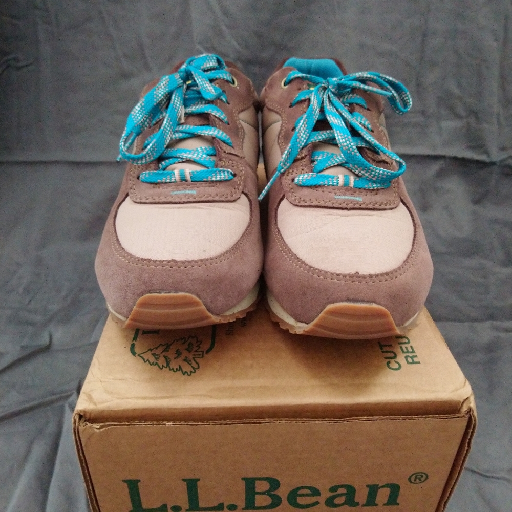 L. L. Bean light hikers tan w/teal stitching